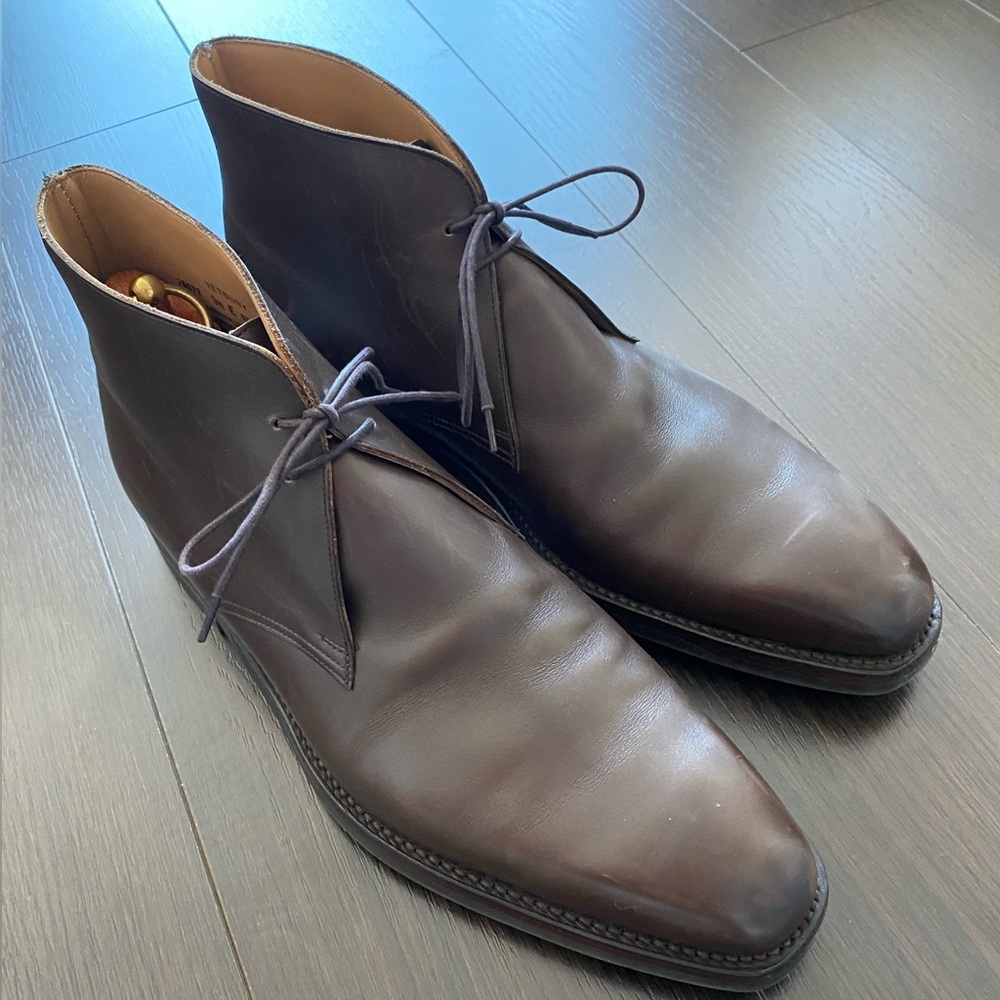 Crockett & Jones Tetbury chukka boot in dark brown wax calf size 9.5E UK